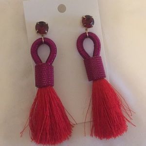 H&M red trendy tassel earrings